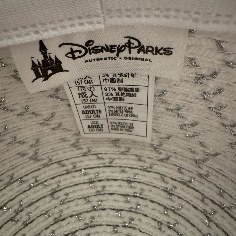 Disney Parks | Mickey Mouse Straw Hat Silver/White | Size Adult - Picture 4 of 5